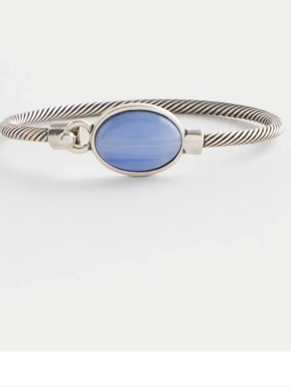 Chico's Silver-Tone Twisted Cable Bracelet with Blue Oval Stone
